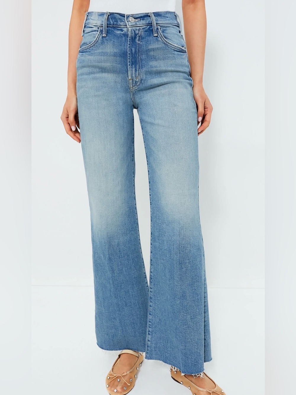 Mother jeans in style The Hustler Roller Fray.  I confess wash